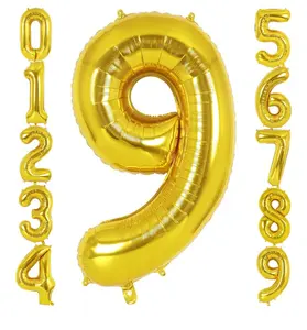 gold number 9 balloon 40 inch big, large foil helium number balloon