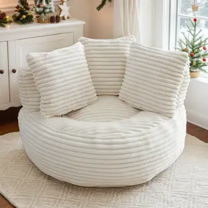 Eyisean 45" Corduroy Giant Bean Bag Chair, Comfy Lazy Sofa with Armrests & 3 Pillows, Oversized Bean Bag Couch with Deep Seat, Lounge Floor Sofa for Adults, Living Room, Bedroom Reading