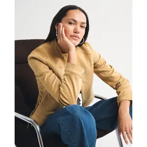 Abercrombie & Fitch Slim Vegan Suede Mockneck Jacket