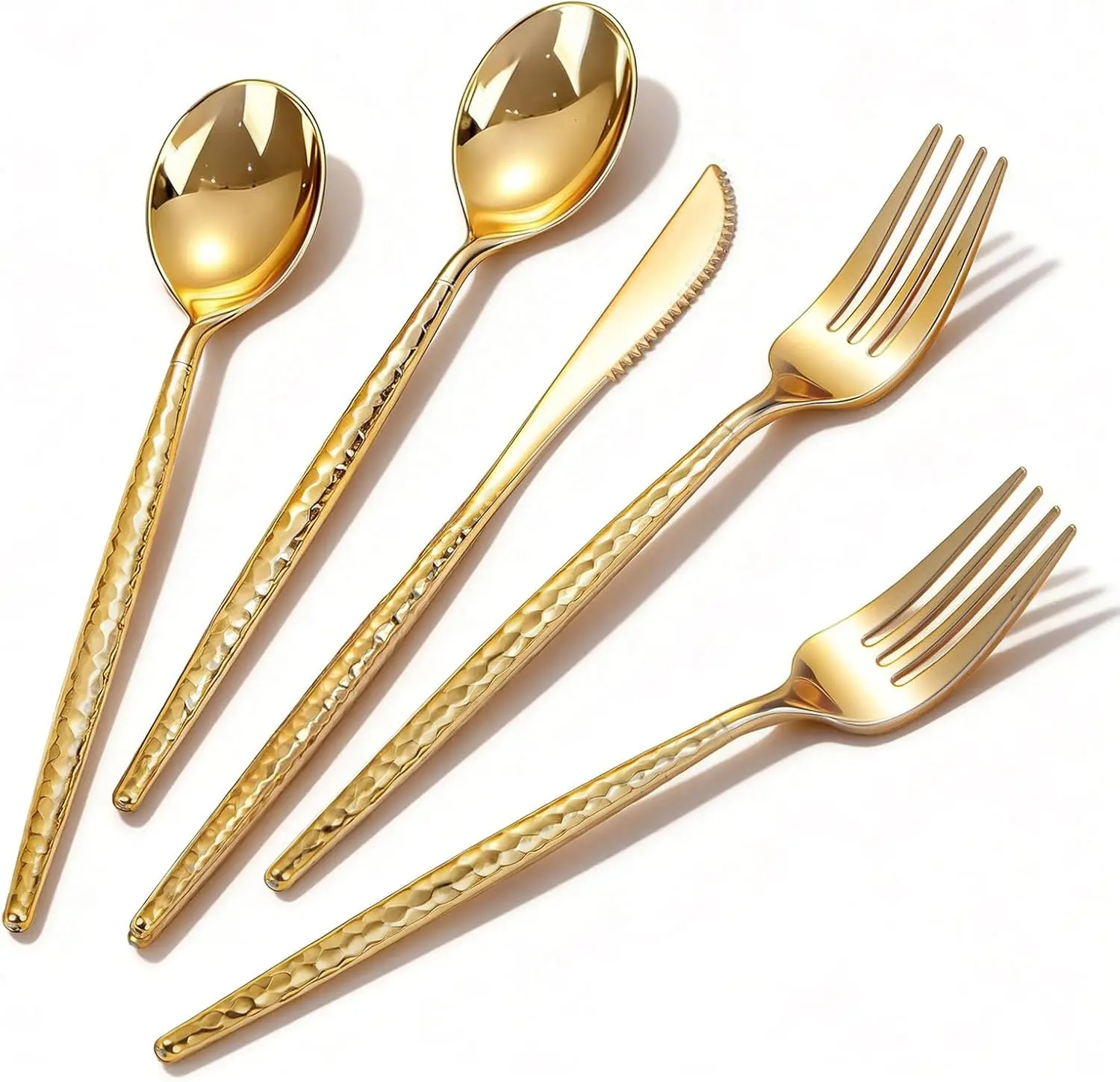 WILLIFE 120 Pcs Gold Plastic Silverware -Heavy Duty Plastic Silverware Includes 40 Forks 40 Spoons 40 Knives, Gold Silverware Set for Party, Wedding, Catering & Holidays