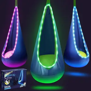 Light up Kids Pod Swing Seat, Kids Hanging Hammock Swing with LED Lights