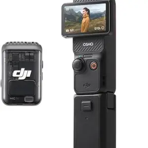 DJI Osmo Pocket 3 Creator Combo Action Camera, 1'' CMOS Sensor, 4K/120fps Vlog Recording, 3-Axis Stabilization, Face/Object Tracking, Included Clear-Sound Mic, YouTube Content Creation Tool