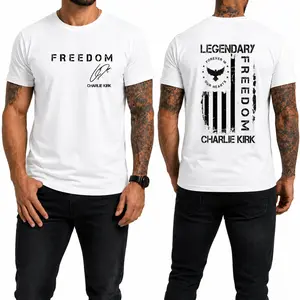 Menswear 14th October Red Wear 2-Sided Legendary American Flag Memorial T-Shirt, Forever In Our Hearts Tribute CJK Casual Cotton Short-Sleeve Tee, True American Patriot Graphic Top for Men, Tshirt