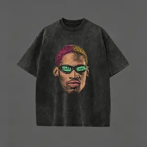 Step into old-school streetwear legacy with this vintage washed oversized tee, featuring the iconic Dennis Rodman graphic print — the legendary rebellious NBA icon with his iconic colorful dyed hair, edgy futuristic sunglasses and timeless bold aesthetic.
