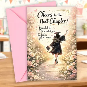 1pc "Cheers to The Next Chapter!" Graduation Card with Envelope, Inspirational Greeting Card, Inspirational Gift for Grads with Envelope, Perfect for Parties And New Beginnings