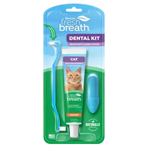 TropiClean Fresh Breath Odor & Tartar Control Dental Kit for Cats