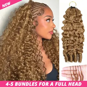 Ishow Burmese Curly Crochet Human Hair With Miracle Knots Colored Pre-Separated Invisible Crochet Hair 27# Boho Braids Vacation Hair #DealsforYouDays #SummerWins