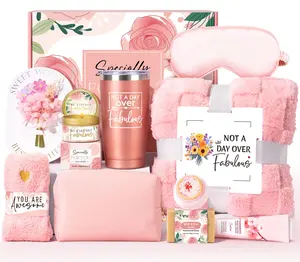 Birthday Gifts for Women Friendship, Unique Happy Birthday Gift Basket for Mom Wife Her Best Friend Sister Girlfriend Coworker W/Flannel Blanket, Luxury Self Care Box Rose Relaxing Spa Gifts Set