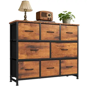 8 Drawer Large Capacity Dresser, Fabric Chest of Drawers for Bedroom, Living Room & Entryway, Rustic Brown Storage Tower