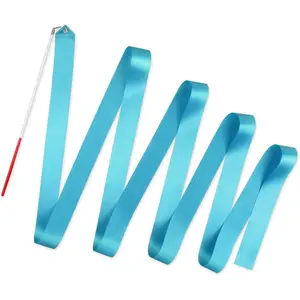 4 Yards Long Dance Ribbons with Wands Rhythmic Gymnastics Dance Streamer for Kids Baton Twirling