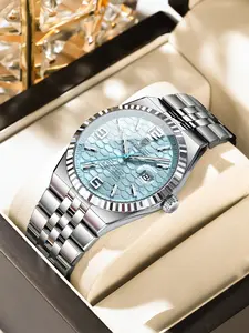 Poedagar original high-quality men's watch, waterproof, luminous, date, luxury, stainless steel quartz watch, men's watch, Modern Fashionable Wristwatch