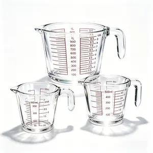 3pcs Glass Measuring Cup Set - 12oz/16oz/32oz Borosilicate Cups with Dual Metric-Imperial Markings - Microwave And Refrigerator Safe Liquid Measuring Cups, Suitable for Baking/Cooking, Christmas, New Year Gifts