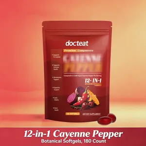 180 Softgels Cayenne Pepper Supplement, 12-in-1 Botanical Formula with Beetroot, Turmeric & Vitamins, Daily Dietary Supplement for Circulatory Health, Metabolism & Everyday Vitality