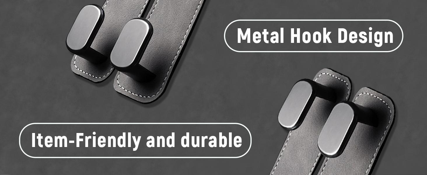 2PCS Car Seat Back Storage Hook, Car Seat Headrest Hook,Car Hooks for Purses and Bags, Purse Holder for Car, Leather Car Seat Back Storage Hook Double Hook Car Seat Hangers Organization Accessories
