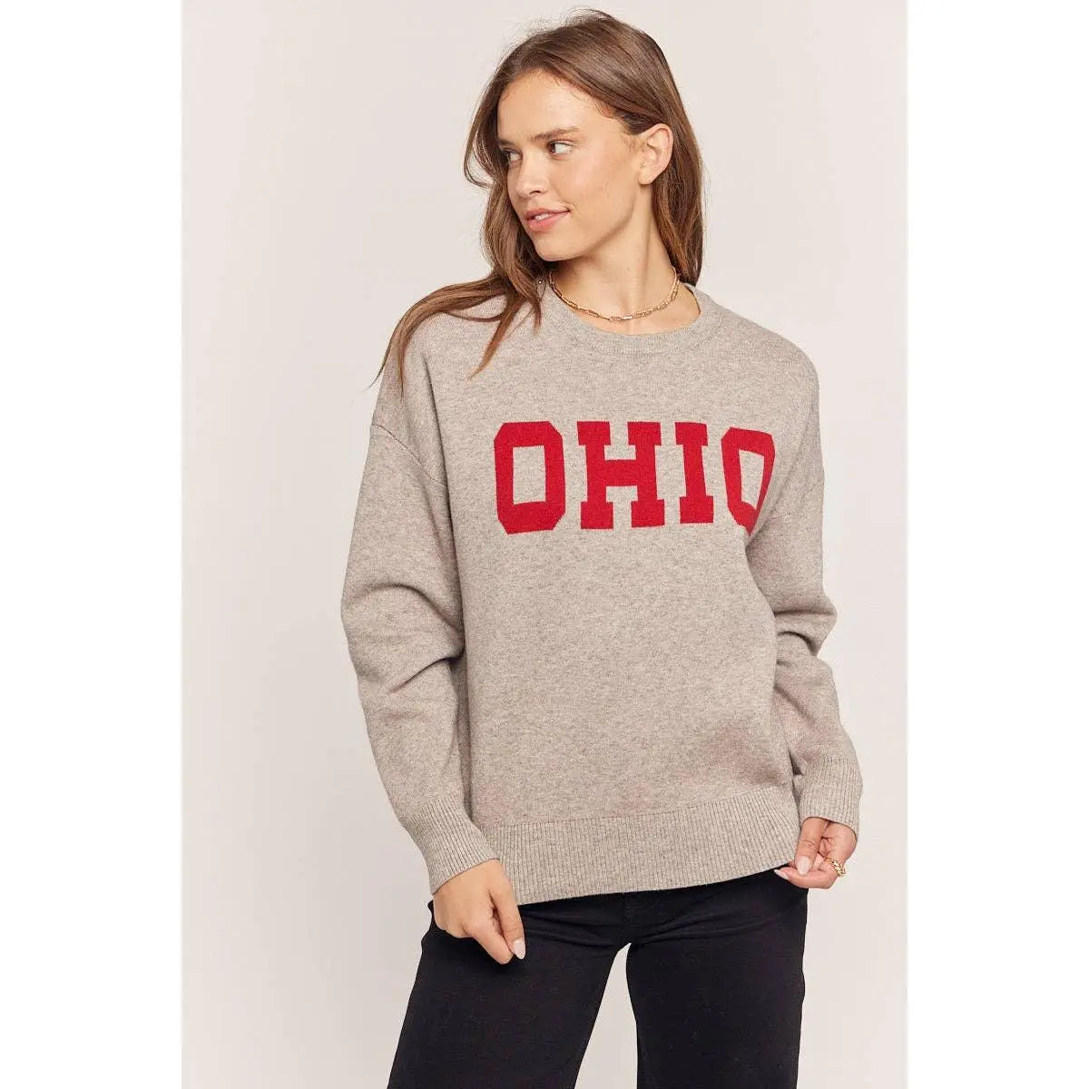 Ohio Sweater - Silvery Grey/Cherry