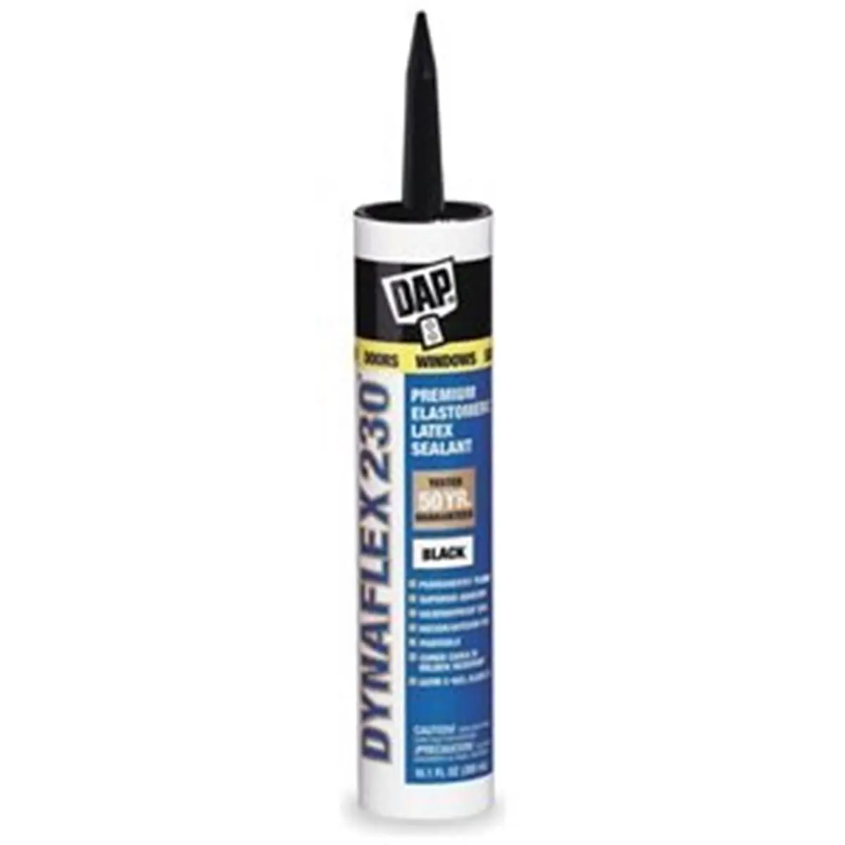 Dap Dynaflex 230 Premium Indoor-Outdoor Latex Resin Sealant, 10.1 Oz Black, Crack-Proof Waterproof Seal Sealer with High Flexibility & Adhesion for Baseboards, Sealing Around Small Gaps