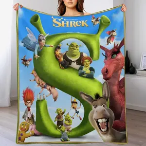 Anime Shrek Blanket Plush Flannel Fleece Throw Blanket Comfortable Lightweight Cozy Home Decor Soft Blankets