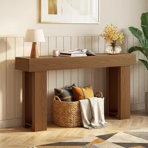 Gizoon 63 Inch Console Table, Narrow Long Sofa Table Behind The Couch, Farmhouse Wood Entryway Table for Entrance, Hallway, Living Room, Foyer, Easy Assembly, Dark Brown