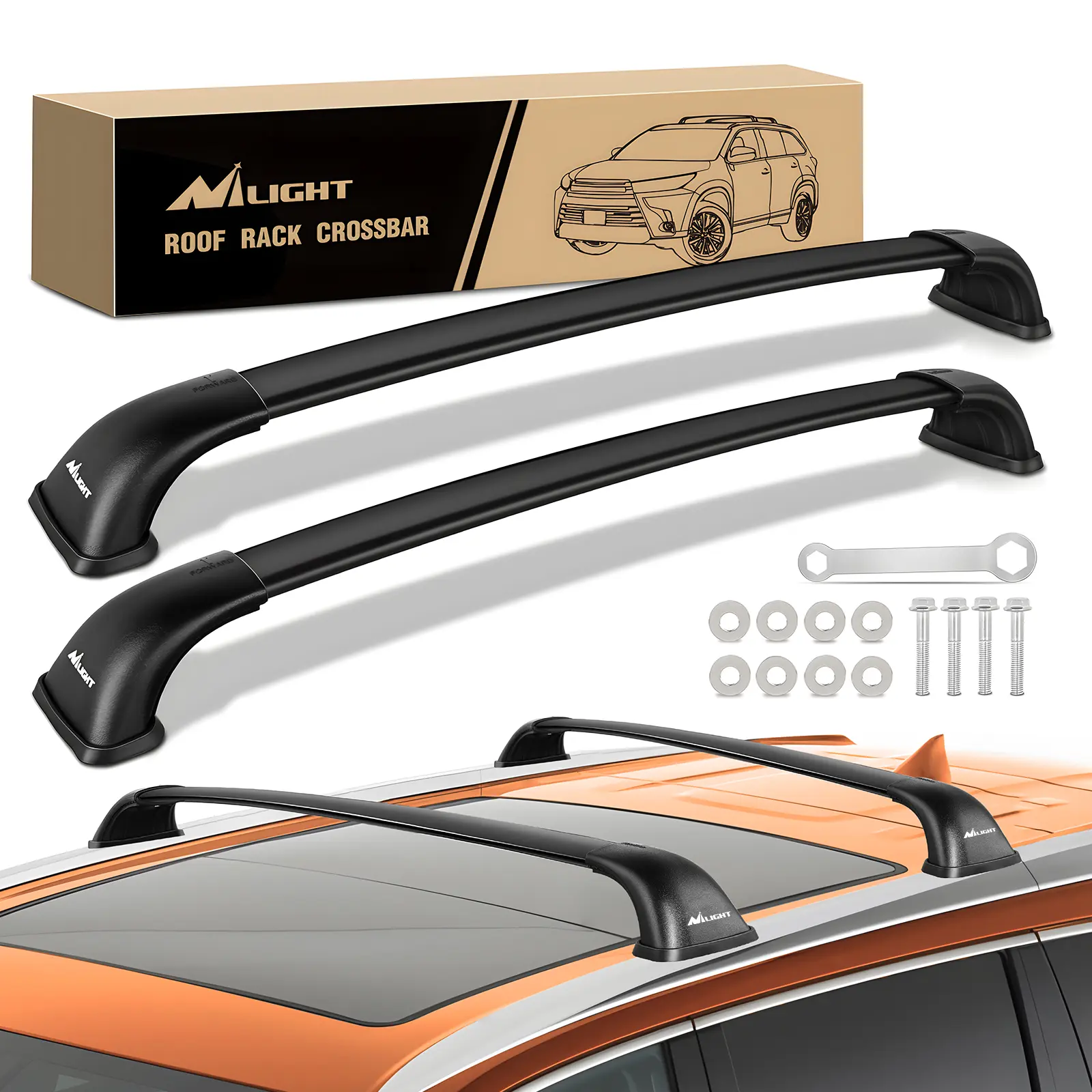 Nilight Roof Rack Cross Bars Compatible with 2014 15 16 17 18 2019 Toyota Highlander XLE Limited SE Aluminum Heavy Duty Rails Crossbars for Cargo Carrier Luggage Box Kayak Bike (not for LE/LE Plus) Automotive Vehicle  dealsforyoudays, Adjustable Roof Rack