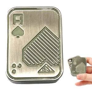 JUDIXY Fidget Toys Poker Fidget Slider Glow in Dark Metal Fidget Push Card Fidget Toys for Adults Teens Relieve Stress Anxiety ADHD Gift for Boyfriend Husband and Father (Silver A)