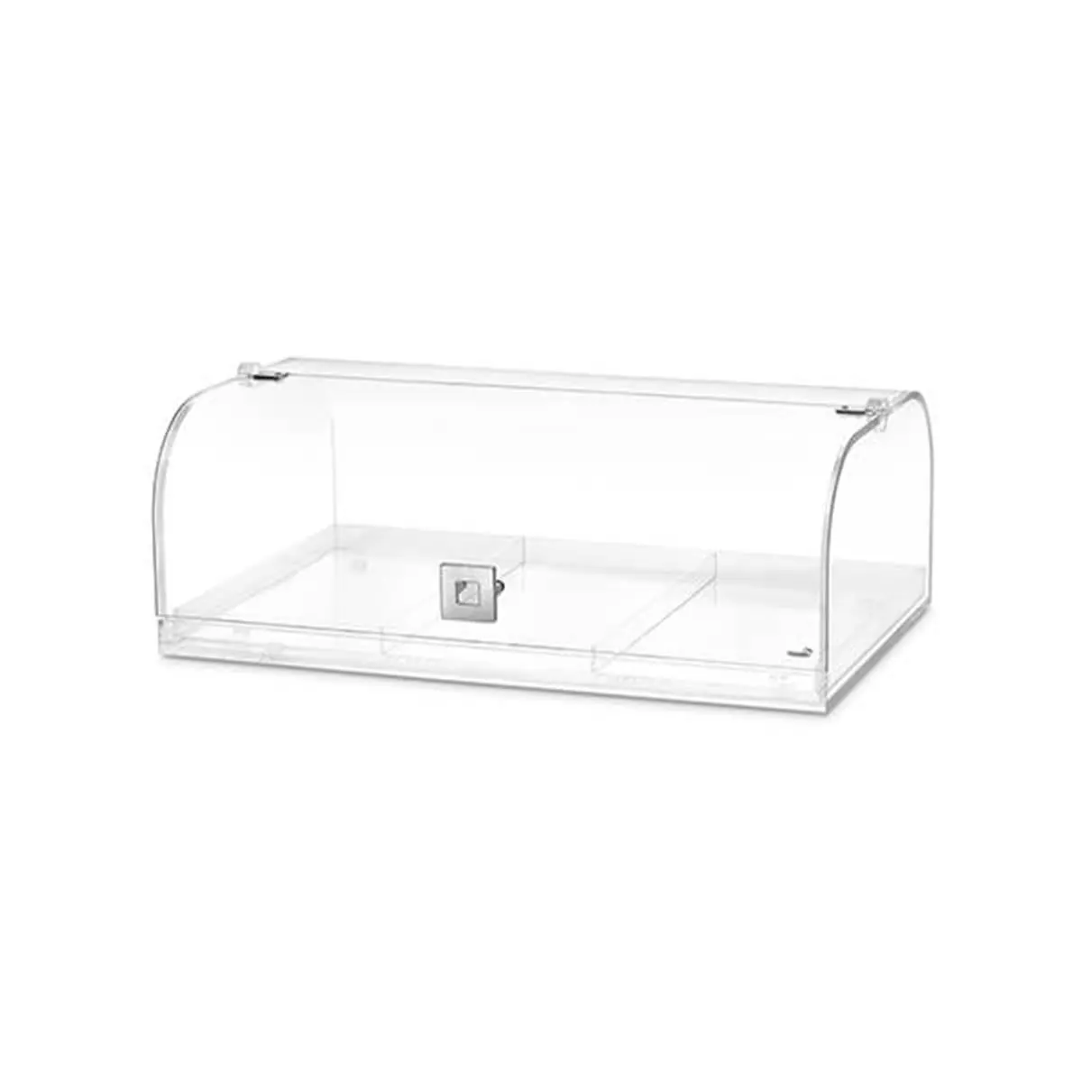 212 MAIN Acrylic Dome Bakery Case with 3-Row Divider, Bamboo-Enhanced Bakery Stand (Bamboo Base, Removable Tray, Lid), Kitchen Metal Accent Handle Bakeware Accessories