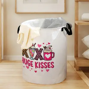 Valentine's Day Laundry Basket with Handle, Collapsible Laundry Hamper, Durable Halloween Foldable Dirty Clothes Storage, Large Capacity Toy Organizer