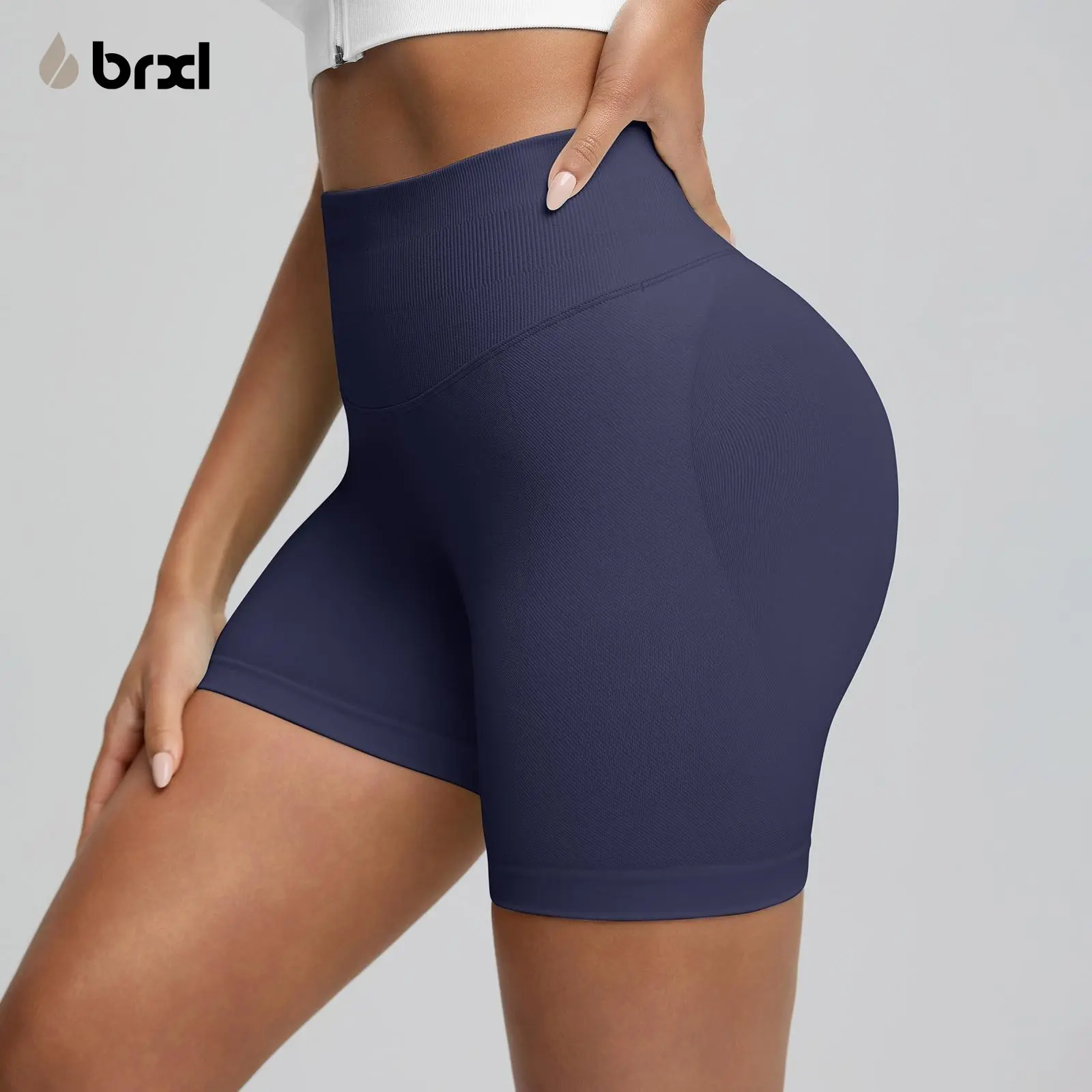 BRXL【Discount for live】Seamless Workout Shorts for Women Multiple Inseam Lengths 2.5 3.6 4.5 Inch Invisible Tummy Control Breathable Quick Dry Lycra Nylon Spandex for Yoga Gym Running Spring Summer-brxl-2
