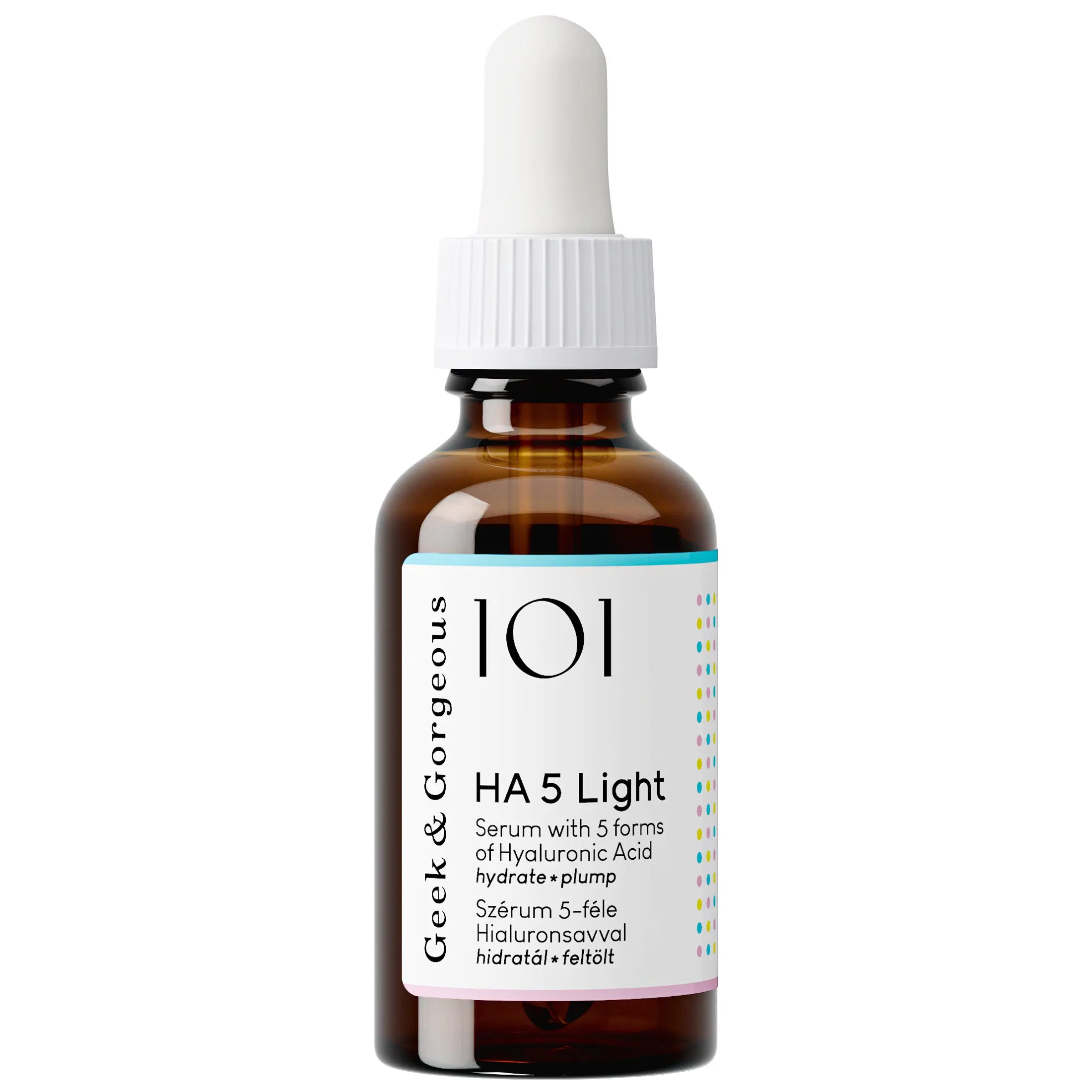 GEEK & GORGEOUS HA 5 Light Vegan Hydrating Serum - 5 Forms of Hyaluronic Acid, Fast-Absorbing, Lightweight, Targets Dry Zones, Supports Repair, Boosts Glowing Skin - Ideal for Combination, Oily Skin - 1 oz, Skin Repair