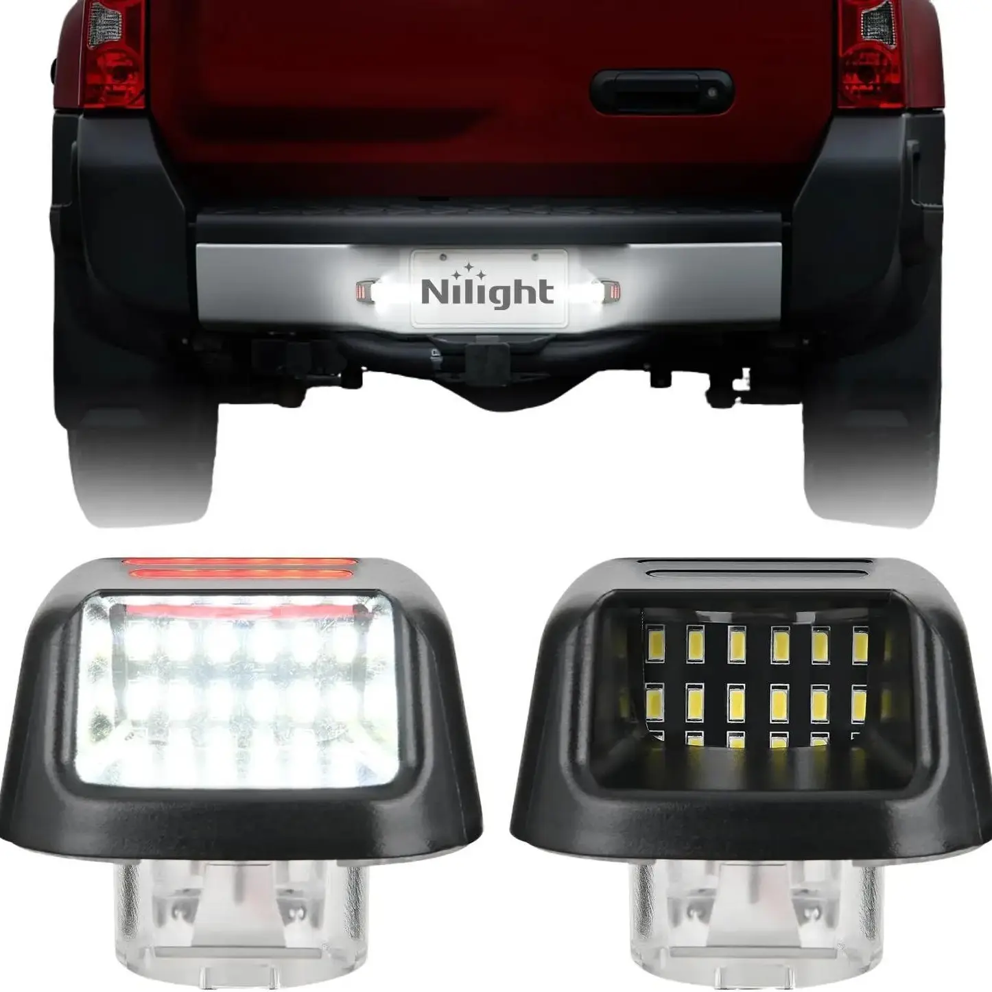 Nilight Red OLED Neon Tube License Plate Lights, Car Accessories, Auto Parts Accessories Compatible with 2007-2021 Nissan Frontier Navara D40, 2007-2015 Titan Armada Xterra (Fathersday Gift), 1 Pair, 12-30 Volt
