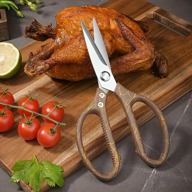 Kitchen Scissors, Heavy Duty Sharp Kitchen Shears Dishwasher Safe, Gold KitchenAccessories Cooking Shears For Kitchen Meat Chicken Fish Poultry Herb Bread (AlGold)