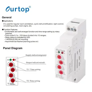 ATMT4-M1 Asymmetric Cycle Timer Relay 220V 16A AC/DC12V-240V Electronic Repeat Relay