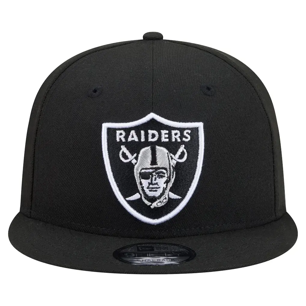 2026 New Era Las Vegas Raiders Black 9FIFTY Snapback Hat Adjustable Flat Brim NFL Football Cap Classic Streetwear Unisex Limited Edition