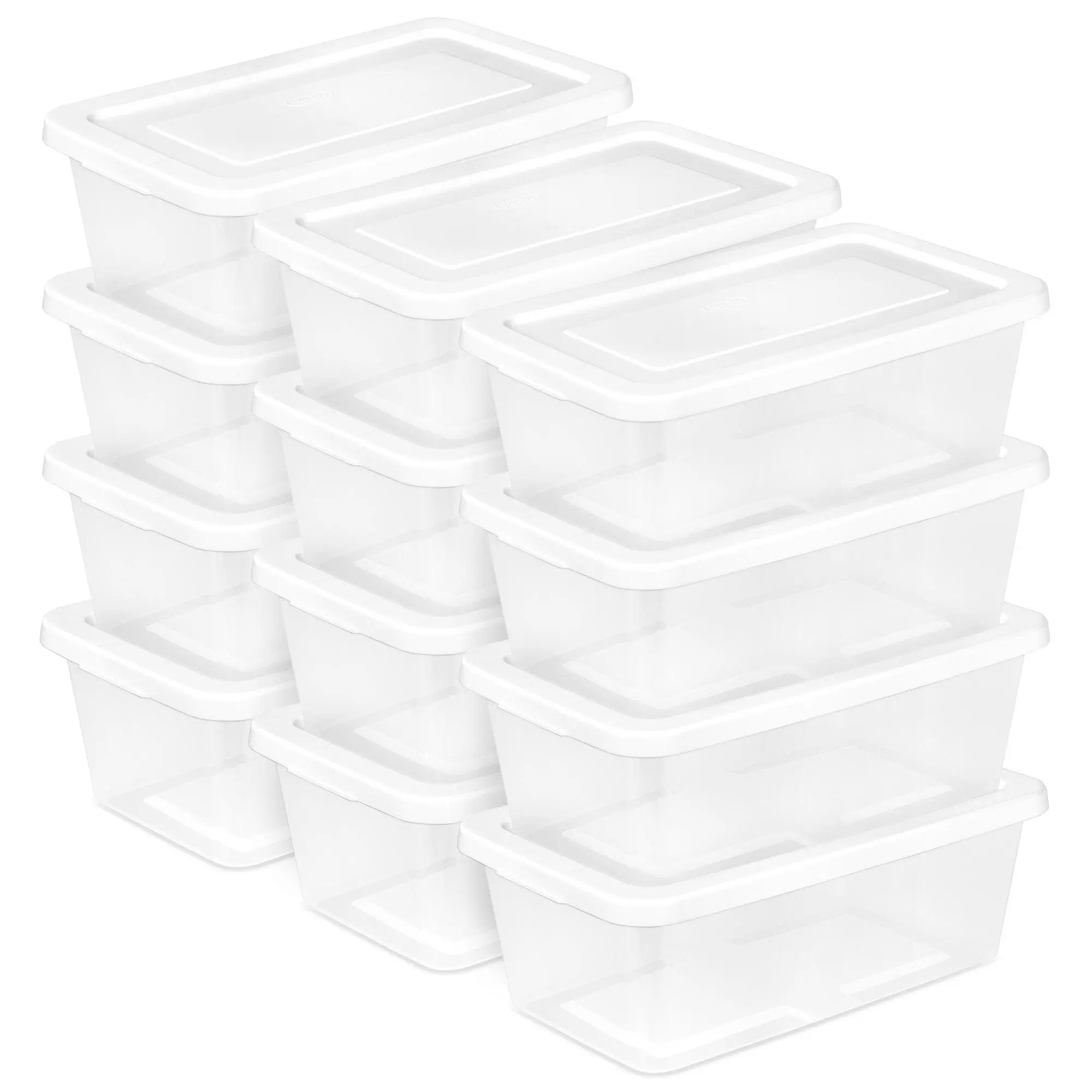Sterilite 6 Qt Storage Box, Stackable Plastic Container, Home Organizer, 12 Pack Sterilite 6 Qt Storage Box, Stackable Plastic Container, Home Organizer, 12 Pack