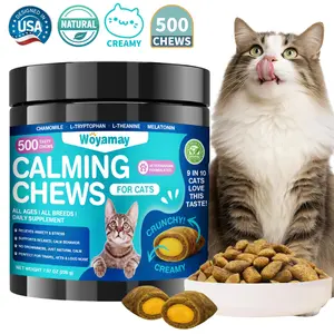 Woyamay Cat Calming Chews 500 Cts Crunchy & Creamy Cheese Calming Chew Stress Relief for Cat Sleeping Support