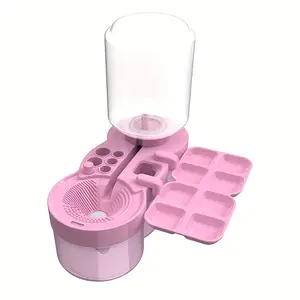 6-In-1 Brush Cleaning Tool with Self-Draining Tray, Paint Brush Cleaner & Stand with Enhanced Water Circulation, Perfect for Acrylic, Watercolor & Oil Paint Brushes, Must-Have Artist Supplies for Studio & Home Painting