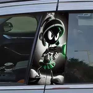 2 Warner Bros. Marvin B-Pillar Car Stickers, Sticker For Cars - Durable Vinyl Semi-Matte Surface, Easy to Stick to Glass and Metal Surfaces, Halloween Auto Accessories, Car Decorations, Fun Designs, Lasting Adhesives, Car Decorative Sticker