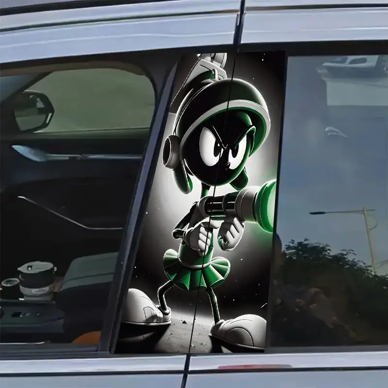 2 Warner Bros. Marvin B-Pillar Car Stickers, Sticker For Cars - Durable Vinyl Semi-Matte Surface, Easy to Stick to Glass and Metal Surfaces, Halloween Auto Accessories, Car Decorations, Fun Designs, Lasting Adhesives, Car Decorative Sticker, Car Decal