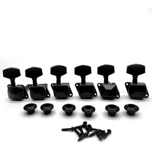 6R Semi-closed Guitar String Tuning Pegs Tuner Machine Heads Knobs Tuning  for Acoustic or Electric Guitar (Black)