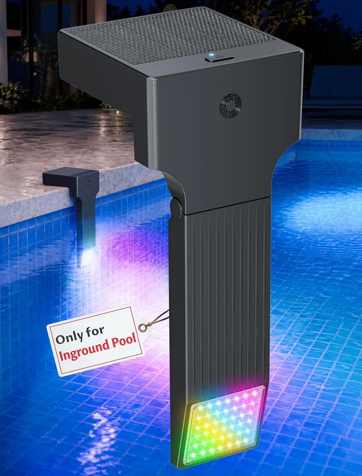 POOLHOUR Solar Poolside Light - 1 Pack, Inground Pool Fit (10-13 ft), Color-Changing Illumination (10 Colors), 4 Lighting Modes, High-Output LED Array, Auto Dusk Sensor, 98ft Remote Control, 4h Auto Timer, Waterproof, Energy Efficient for Family Evenings