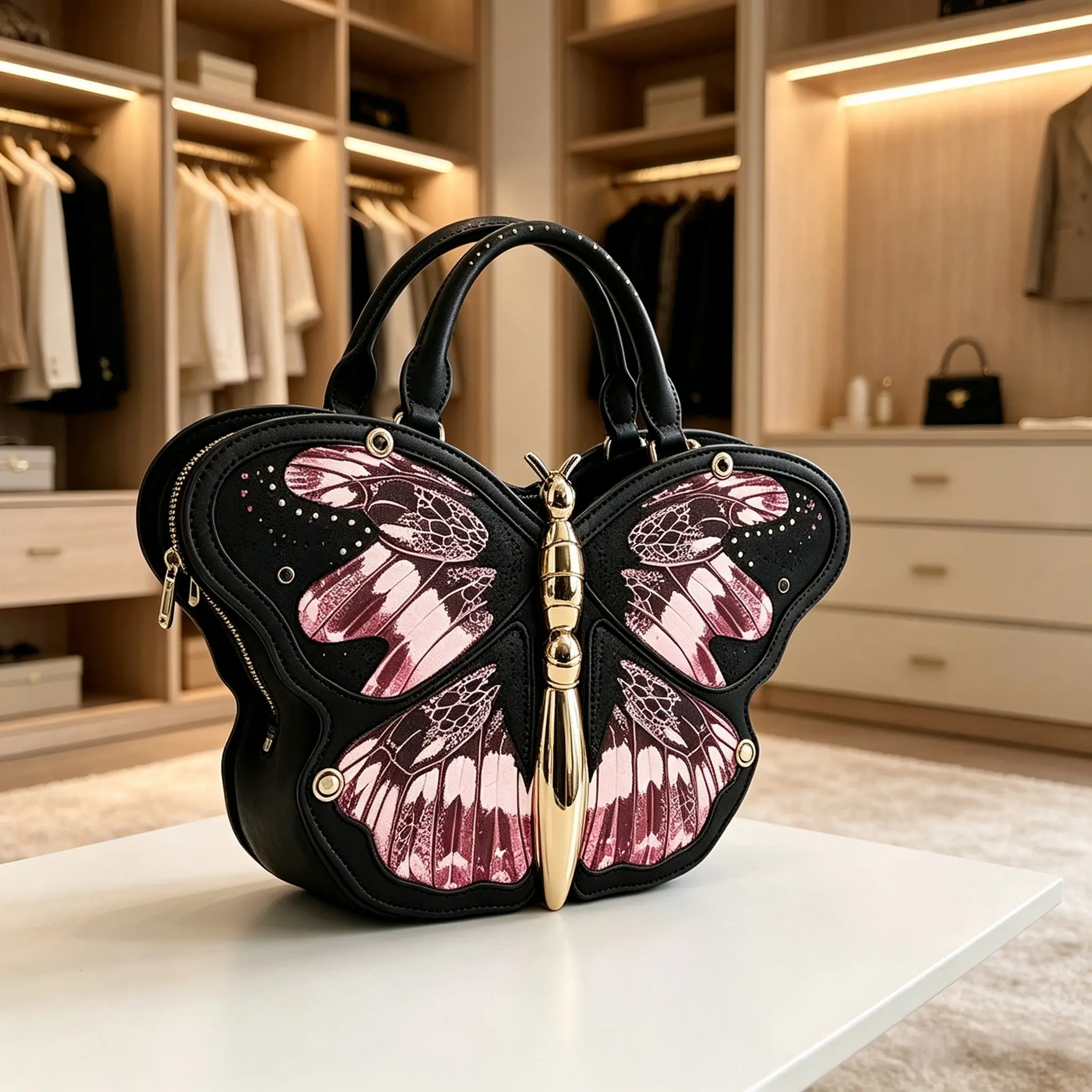 Elegant 3D Butterfly Design Handbag, Printed Wing Top Shoulder Bag, Women’s Unique Fashion Evening Crossbody Purse