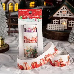 Christmas Themed Pattern Washi Tape, 3 Counts Self Adhesive Decorative Tape, DIY Decorative Sticker for Scrapbooking, Journaling, Gift Wrapping