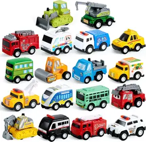 18pcs Pull Back Toy Cars and Vehicles Set, Pull Back City Cars and Trucks Toy Vehicles Set Model Car, Friction Powered Die-Cast Cars for Kids Outdoor Play Valentine's Day Gifts for Kids