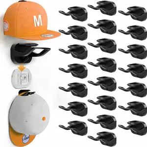 22 Pack Adhesive Hat Hooks for Wall, Removable Hat Rack for Baseball Caps,  Upgrade Wall Hat Holder, Hat Hanger(Black)