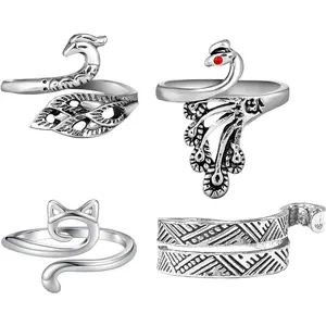 Adjustable Knitting Crochet Loop Ring 4 count Crochet Ring for Finger Yarn Tension Rings Easy Crocheting Hand Knitting Supplies for Crochet Work for Women
