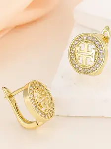 Vintage Hollow Out Round Zircon Earrings, Copper Plated Designer Jewelry, Trendy and Elegant Women's Ear Accessories, Perfect Gift Idea