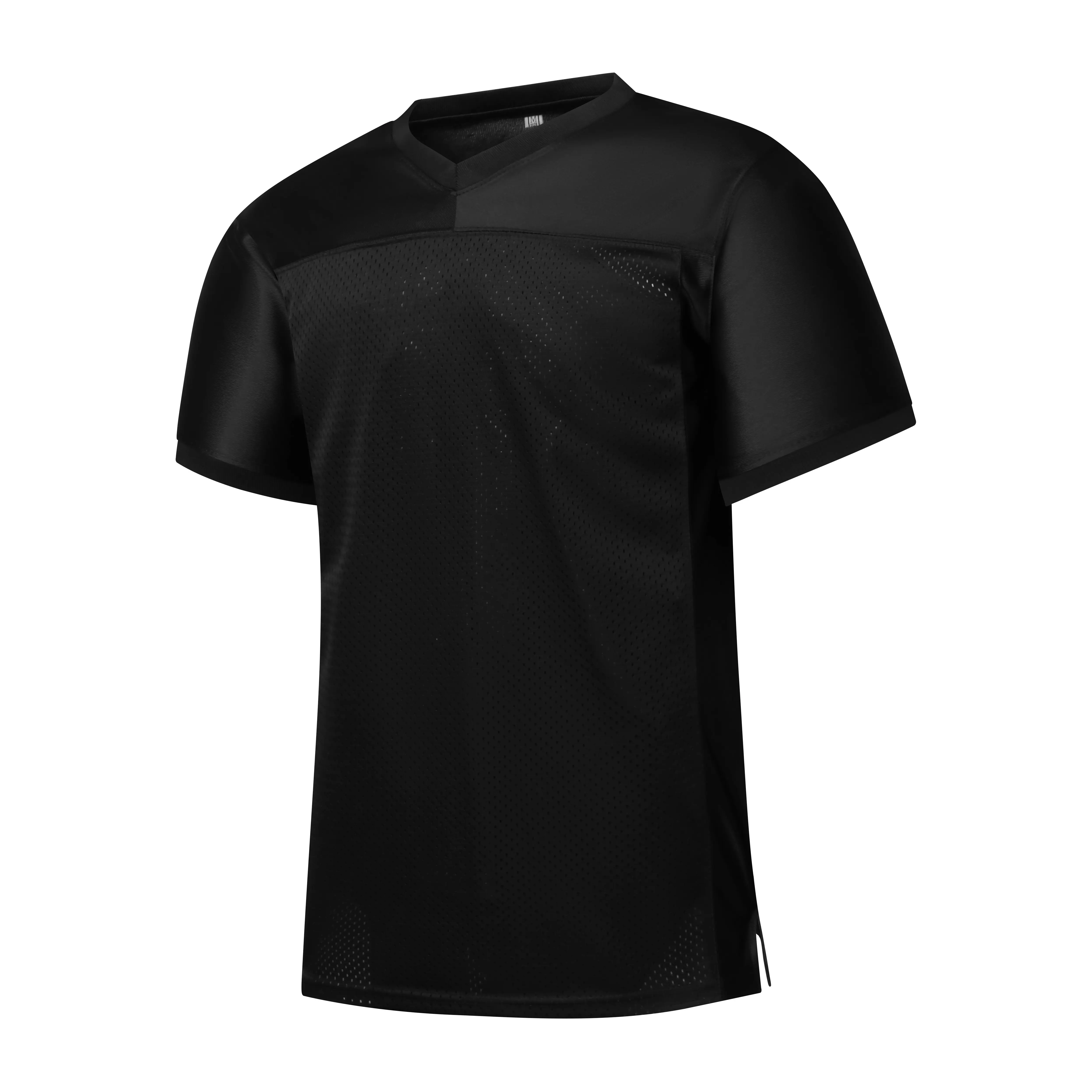 Male Classic Solid Mesh Poly Football Jerseys - Loose Easy-Fit, Slightly Elastic Pull-On Athletic Top, Moderately Long Sports Wear for School Uniforms, Football Fashion