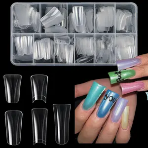 360/504Pcs Clear Duckbill Fake Nail Tips Full Cover False Fingertips 12Sizes Press On Nails Extension for Manicure Salon Supplies Nail transparent nail sheet