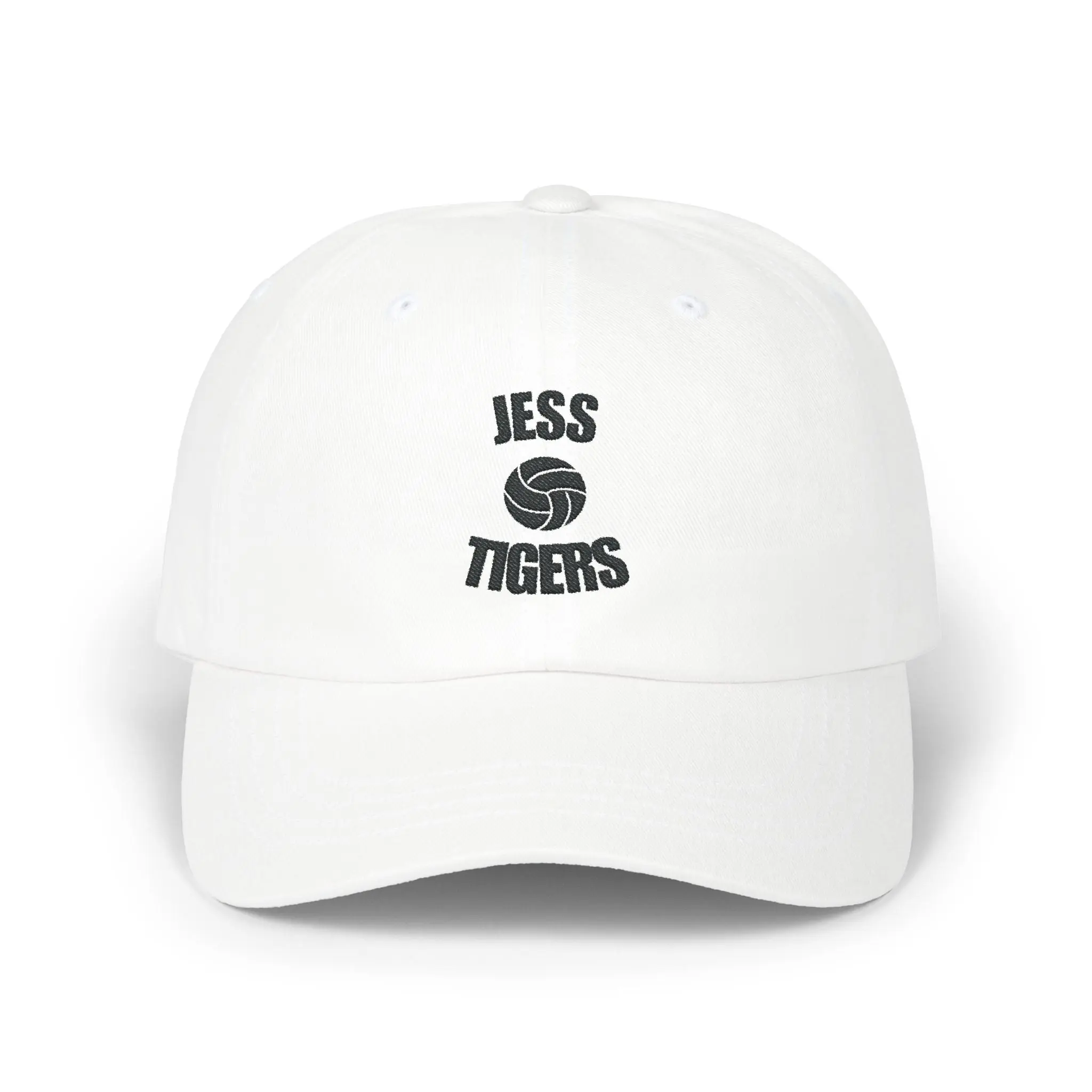 White Embroidered Volleyball Sports Hat
