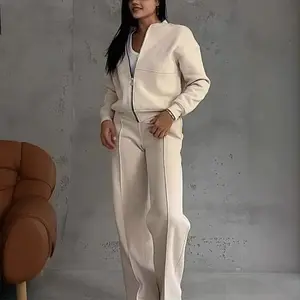 Fashion Jacket Pant Women 2 Pieces Set Casual Long Sleeve Zipper Solid Sweatshirt Trousers Suit 2024 Autumn Winter Sportwear Clothes WomenswearGiftGift