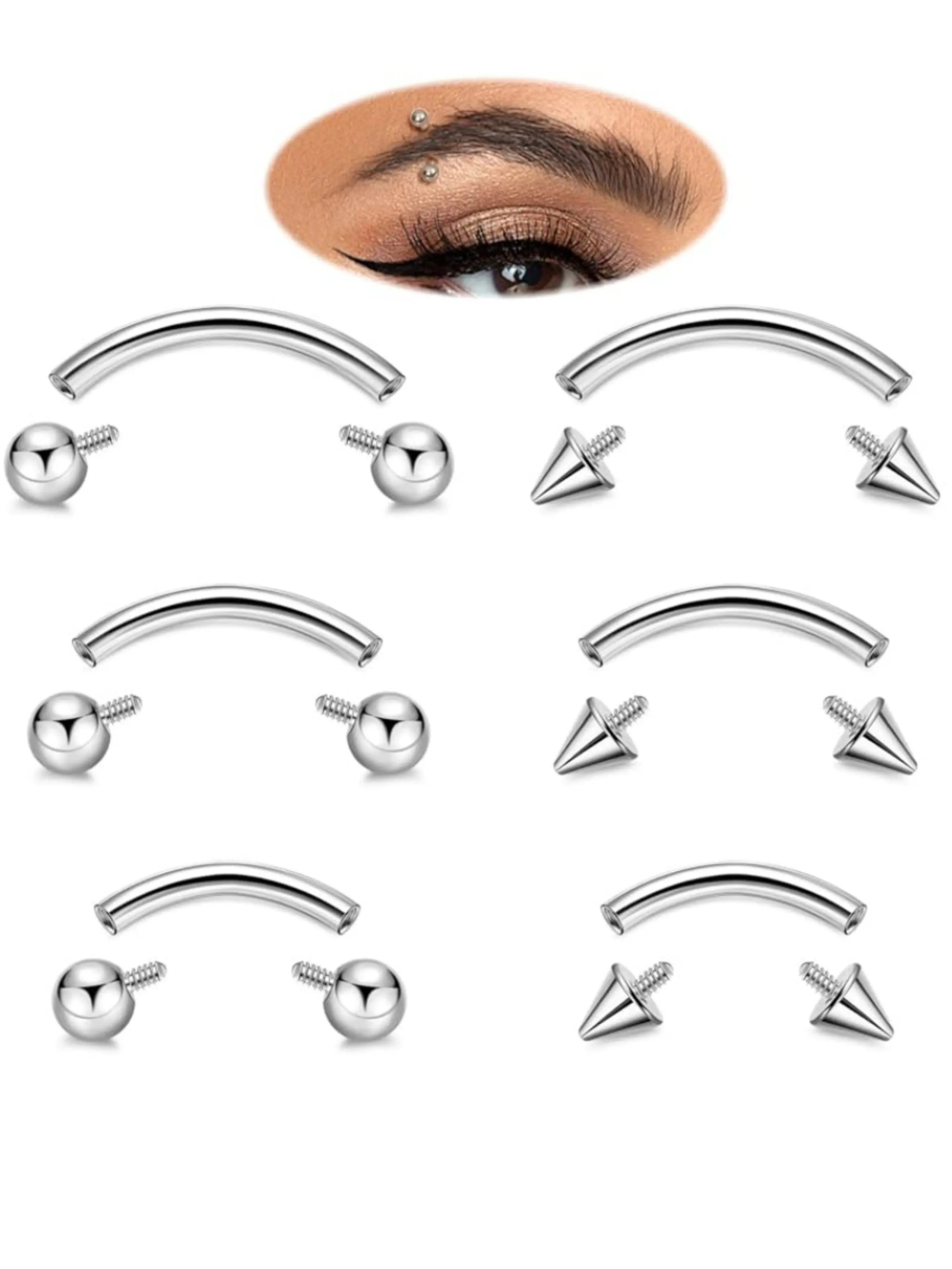1pc 16g G23 Titanium Eyebrow Piercing Jewelry for Women, Curved Barbell Tiny Ring for Eyebrow Lip Tongue Tragus Earring, Nose Jewelry